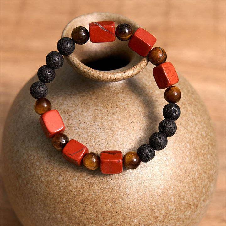 Buddha Stones Różne Kryształy Sześcian Ametyst Lava Rock Wsparcie Bransoletka
