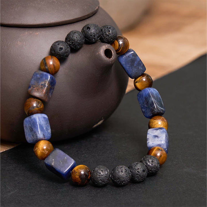 Buddha Stones Różne Kryształy Sześcian Ametyst Lava Rock Wsparcie Bransoletka