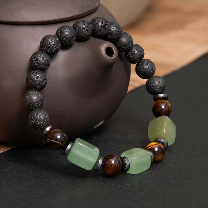 Buddha Stones Różne Kryształy Bransoletka Spokojna z Lawy