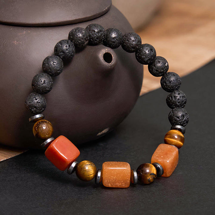 Buddha Stones Różne Kryształy Bransoletka Spokojna z Lawy