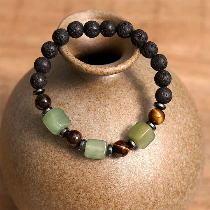 Buddha Stones Różne Kryształy Bransoletka Spokojna z Lawy
