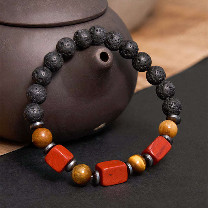 Buddha Stones Różne Kryształy Bransoletka Spokojna z Lawy