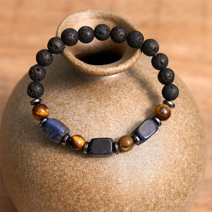 Buddha Stones Różne Kryształy Bransoletka Spokojna z Lawy