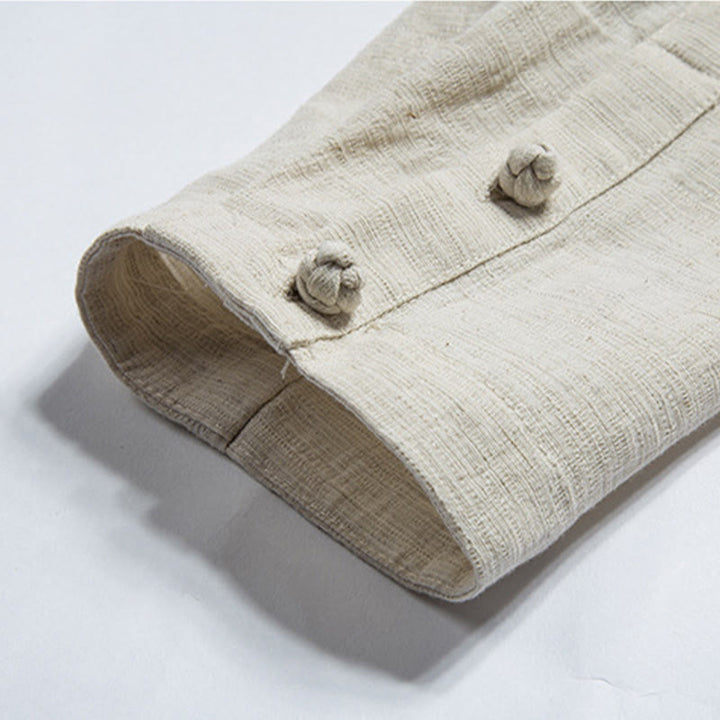 Buddha Stones Upadek Chiński Hanfu Bawełna Lniana Męska Kurtka Odzież - image 10