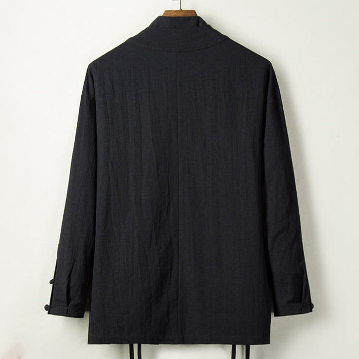 Buddha Stones Upadek Chiński Hanfu Bawełna Lniana Męska Kurtka Odzież - image 6