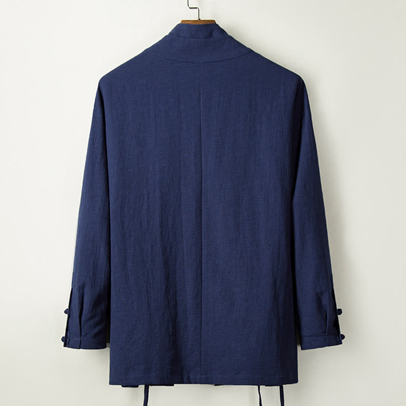 Buddha Stones Upadek Chiński Hanfu Bawełna Lniana Męska Kurtka Odzież - image 1