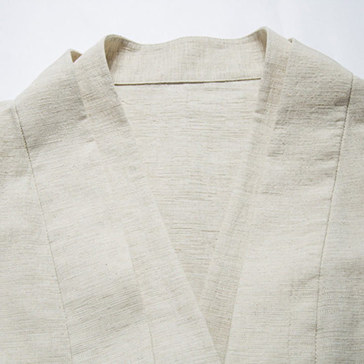 Buddha Stones Upadek Chiński Hanfu Bawełna Lniana Męska Kurtka Odzież - image 9