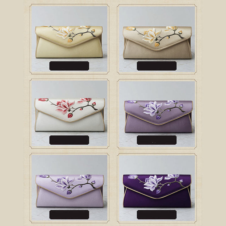 Buddha Stones Magnolia Su Haft Ślubna Torebka na Zakupy Torebka Torebka Crossbody