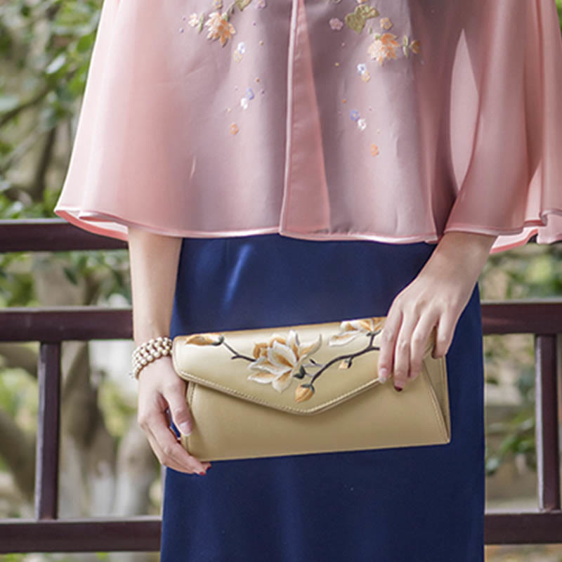 Buddha Stones Magnolia Su Haft Ślubna Torebka na Zakupy Torebka Torebka Crossbody