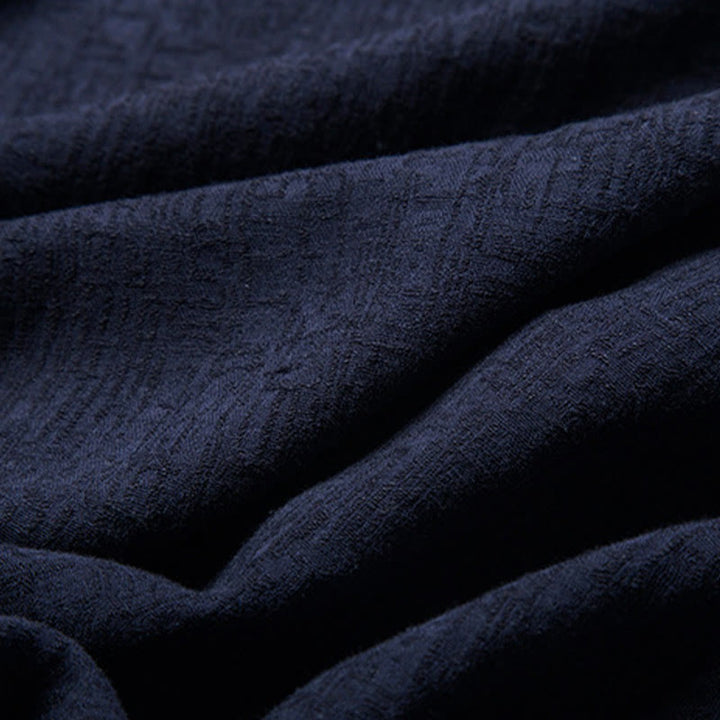 Koszula z długim rękawem Buddha Stones Fall Solid Button Cotton Linen Men Clothing - image 13