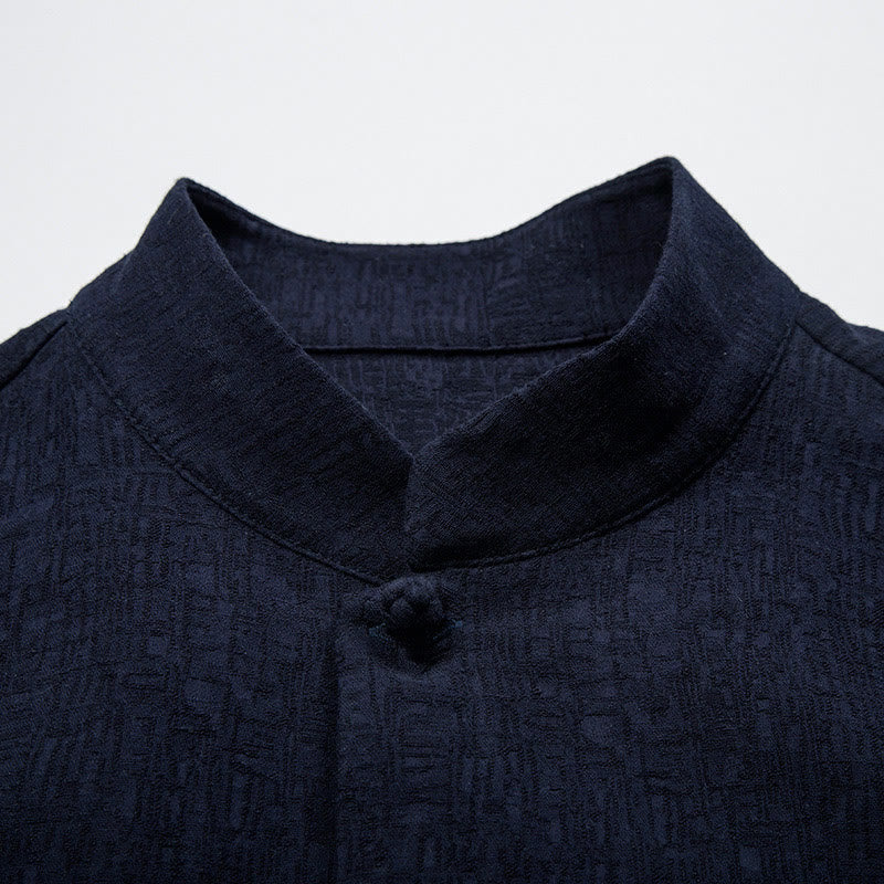 Koszula z długim rękawem Buddha Stones Fall Solid Button Cotton Linen Men Clothing - image 8