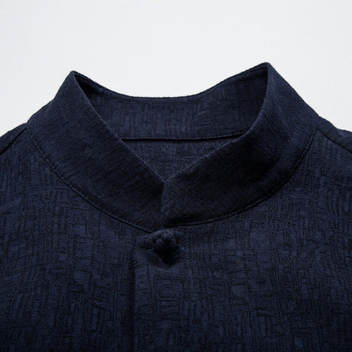 Koszula z długim rękawem Buddha Stones Fall Solid Button Cotton Linen Men Clothing - image 8