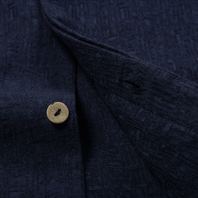 Koszula z długim rękawem Buddha Stones Fall Solid Button Cotton Linen Men Clothing - image 10