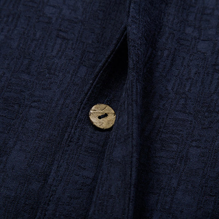 Koszula z długim rękawem Buddha Stones Fall Solid Button Cotton Linen Men Clothing - image 9