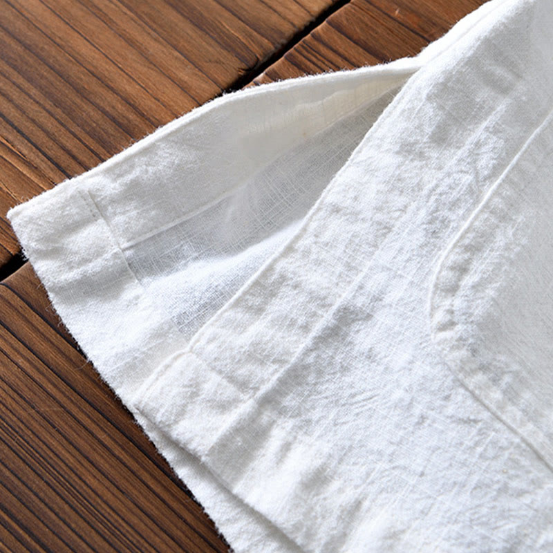 Kamienie Buddha Stones -Guzik Chiński Tang Garnitur Bawełna Lniana Męska Kurtka Koszula Z Kieszeniami - image 13