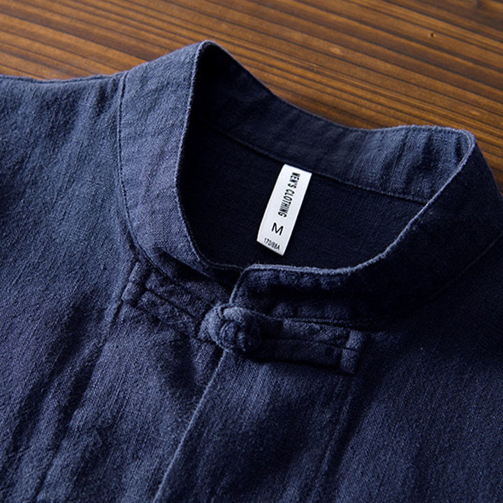 Kamienie Buddha Stones -Guzik Chiński Tang Garnitur Bawełna Lniana Męska Kurtka Koszula Z Kieszeniami - image 30