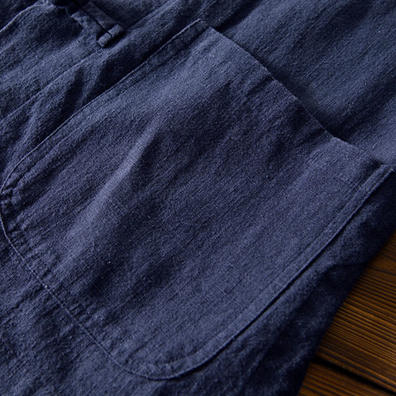 Kamienie Buddha Stones -Guzik Chiński Tang Garnitur Bawełna Lniana Męska Kurtka Koszula Z Kieszeniami - image 31