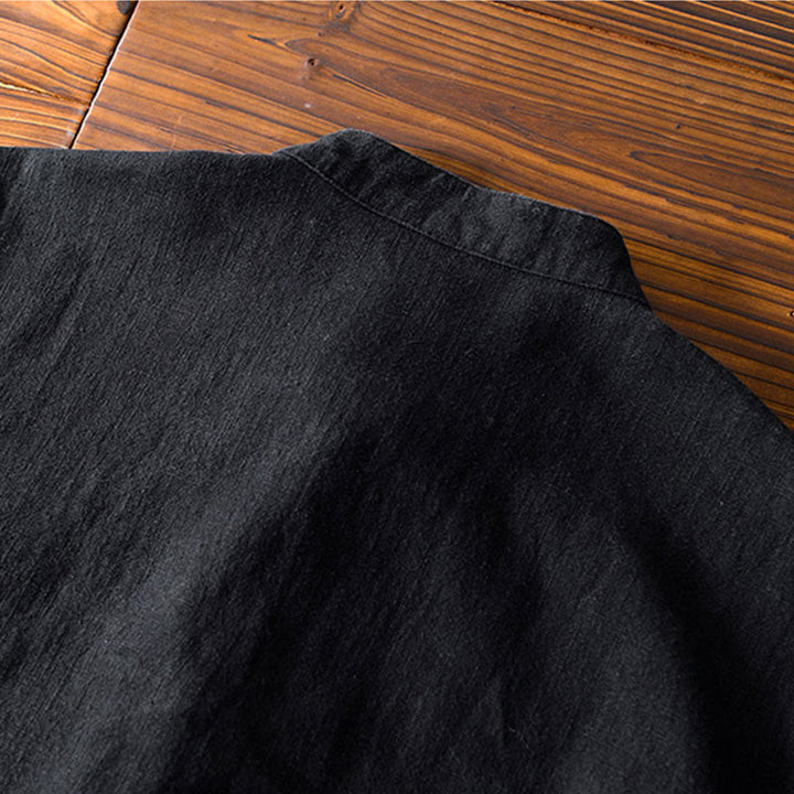 Kamienie Buddha Stones -Guzik Chiński Tang Garnitur Bawełna Lniana Męska Kurtka Koszula Z Kieszeniami - image 17