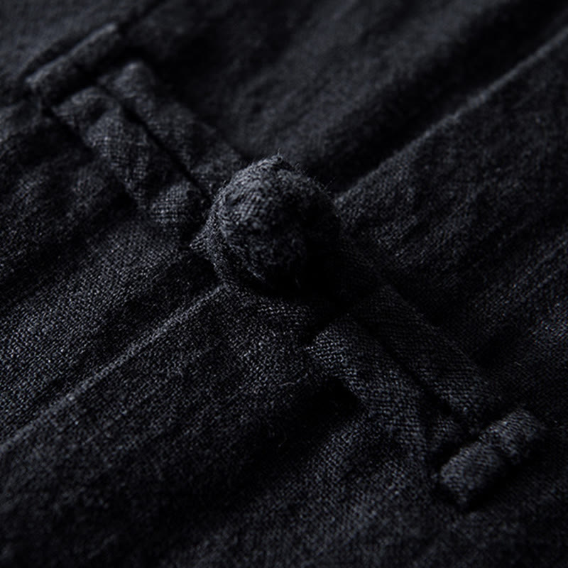 Kamienie Buddha Stones -Guzik Chiński Tang Garnitur Bawełna Lniana Męska Kurtka Koszula Z Kieszeniami - image 19