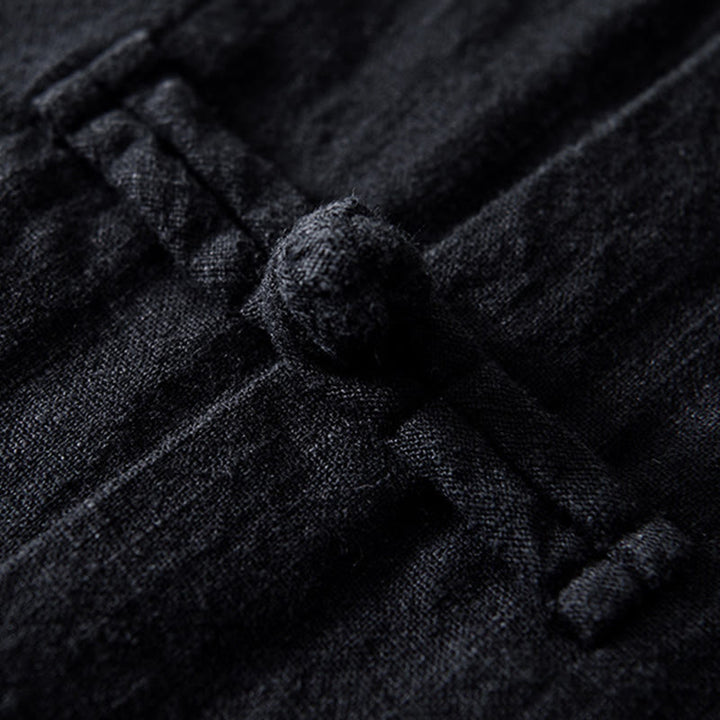 Kamienie Buddha Stones -Guzik Chiński Tang Garnitur Bawełna Lniana Męska Kurtka Koszula Z Kieszeniami - image 19