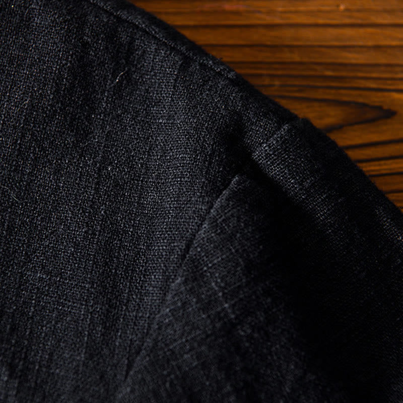 Kamienie Buddha Stones -Guzik Chiński Tang Garnitur Bawełna Lniana Męska Kurtka Koszula Z Kieszeniami - image 18