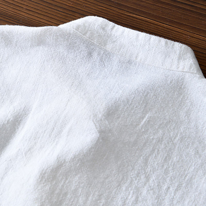 Kamienie Buddha Stones -Guzik Chiński Tang Garnitur Bawełna Lniana Męska Kurtka Koszula Z Kieszeniami - image 9