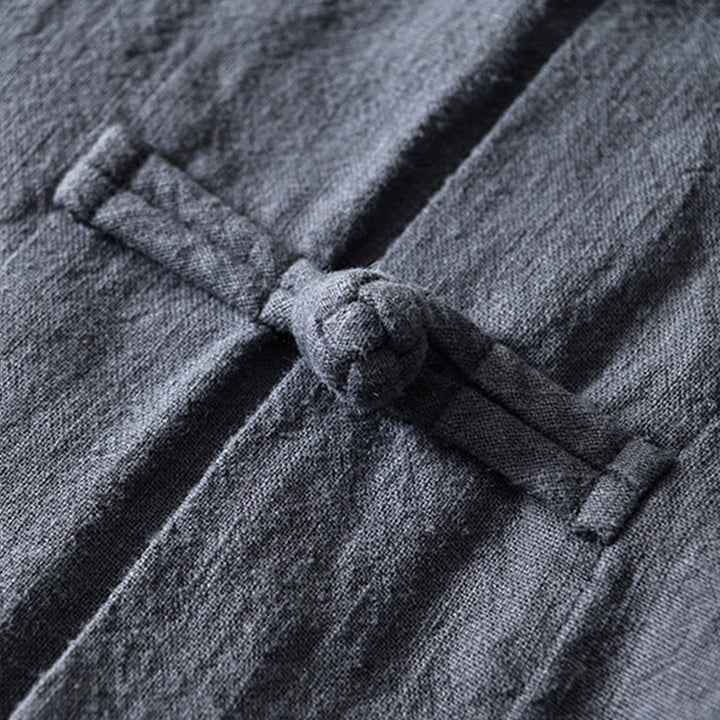 Kamienie Buddha Stones -Guzik Chiński Tang Garnitur Bawełna Lniana Męska Kurtka Koszula Z Kieszeniami - image 4