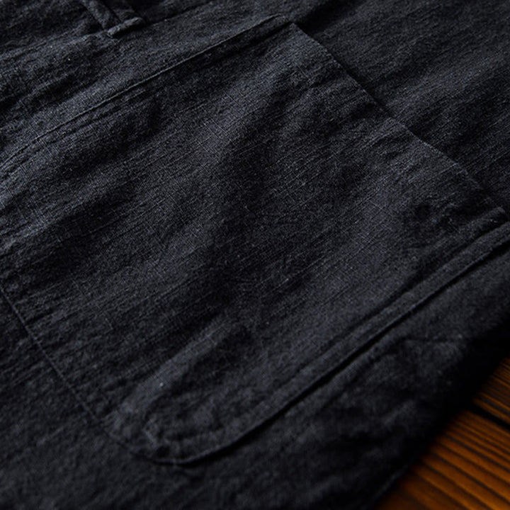 Kamienie Buddha Stones -Guzik Chiński Tang Garnitur Bawełna Lniana Męska Kurtka Koszula Z Kieszeniami - image 20