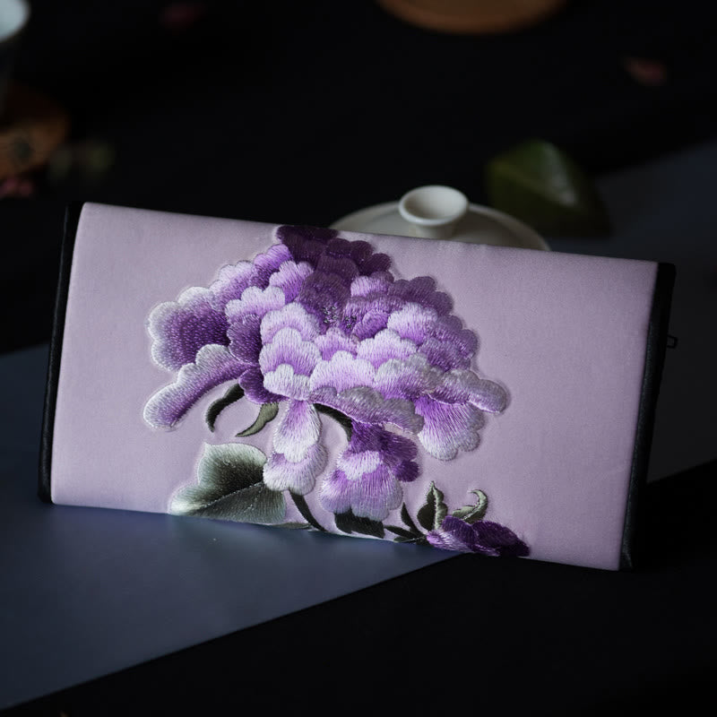 Buddha Stones Peonia Kwiat Su Haft Podróż Zakupy Długa Torebka Torebka