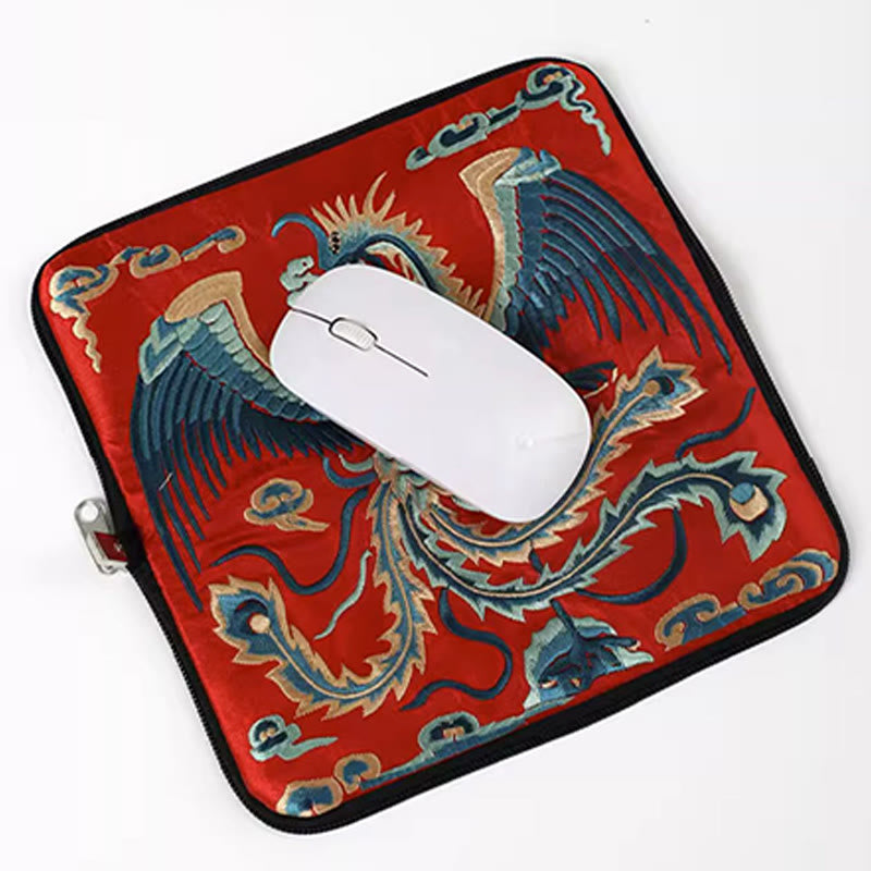 Buddha Stones Mityczna Bestia Feniks Smok Qilin Su Haft Bilet Folder Przechowywanie Podróż Zakupy Torebka Torebka
