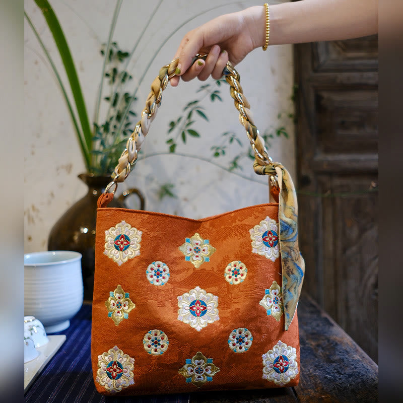 Buddha Stones Satyna Su Haft Podróż Zakupy Torba na ramię Torebka Torebka Crossbody