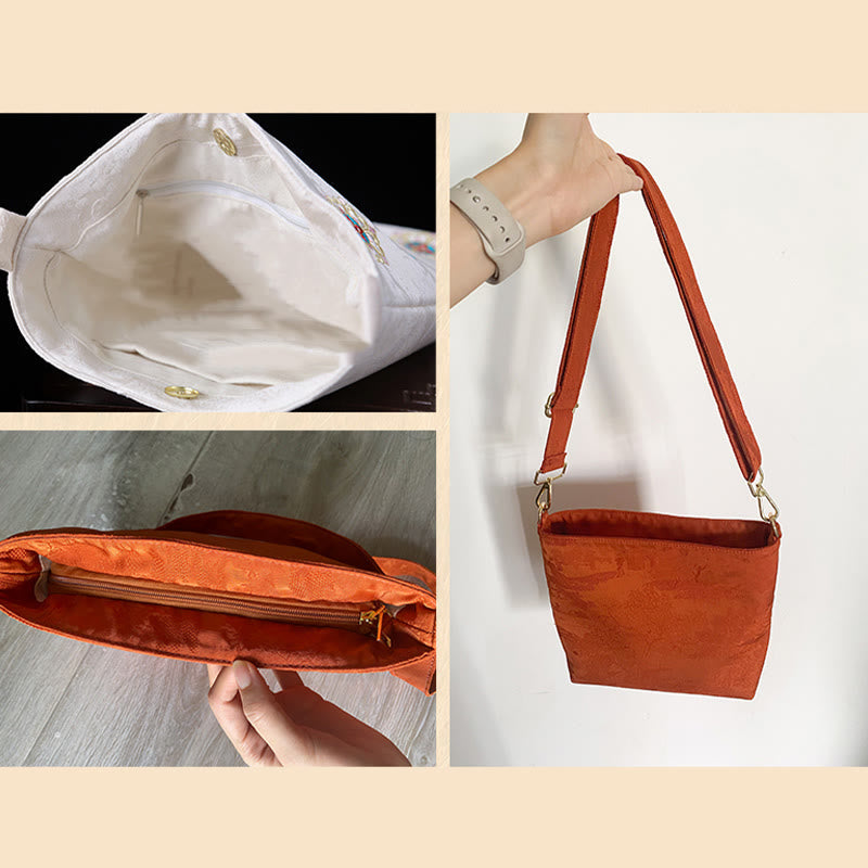 Buddha Stones Satyna Su Haft Podróż Zakupy Torba na ramię Torebka Torebka Crossbody
