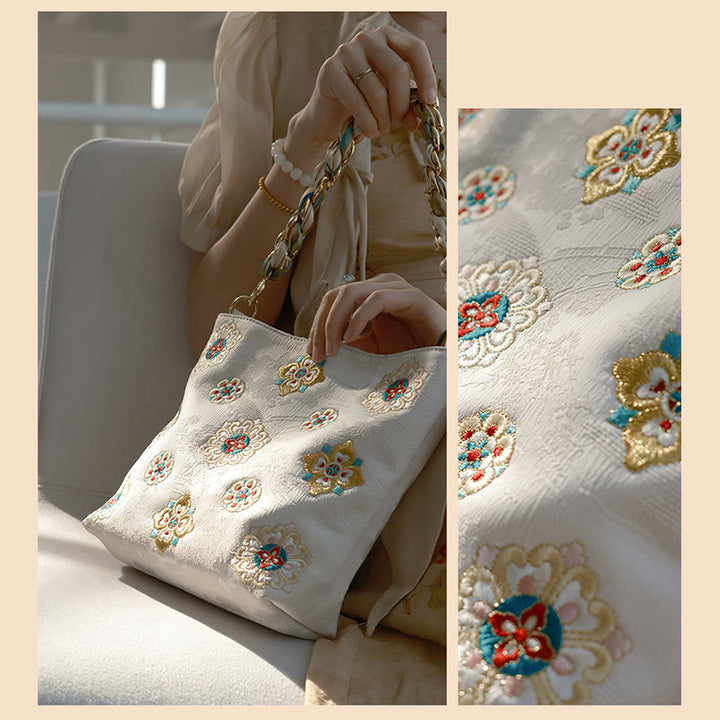 Buddha Stones Satyna Su Haft Podróż Zakupy Torba na ramię Torebka Torebka Crossbody