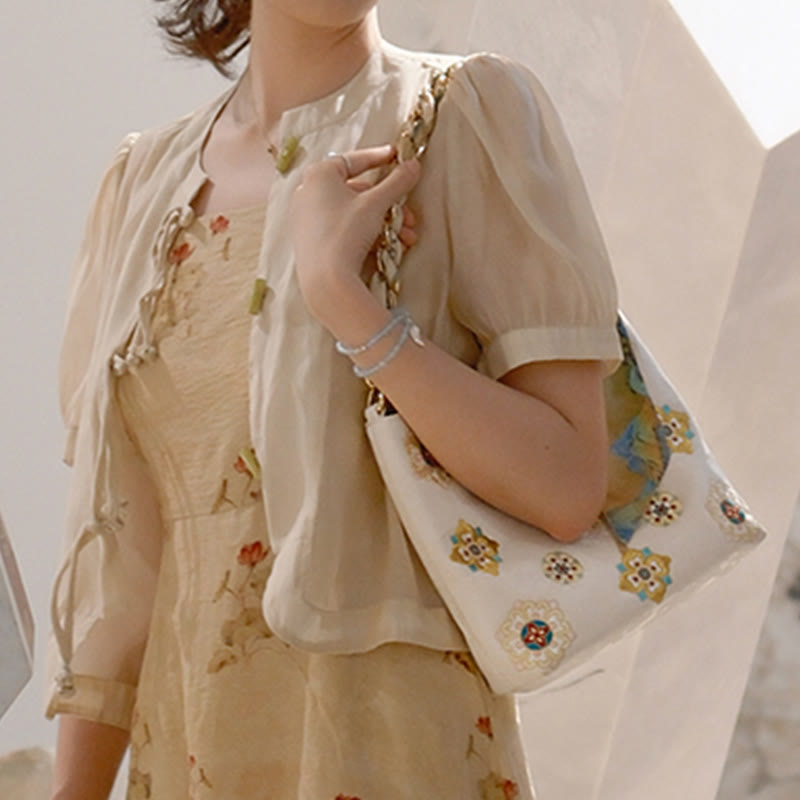 Buddha Stones Satyna Su Haft Podróż Zakupy Torba na ramię Torebka Torebka Crossbody