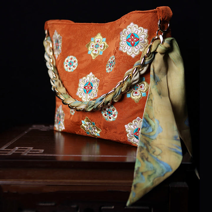 Buddha Stones Satyna Su Haft Podróż Zakupy Torba na ramię Torebka Torebka Crossbody