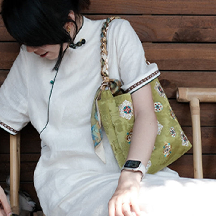 Buddha Stones Satyna Su Haft Podróż Zakupy Torba na ramię Torebka Torebka Crossbody