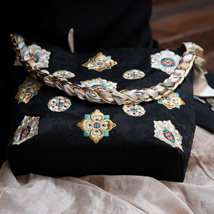 Buddha Stones Satyna Su Haft Podróż Zakupy Torba na ramię Torebka Torebka Crossbody