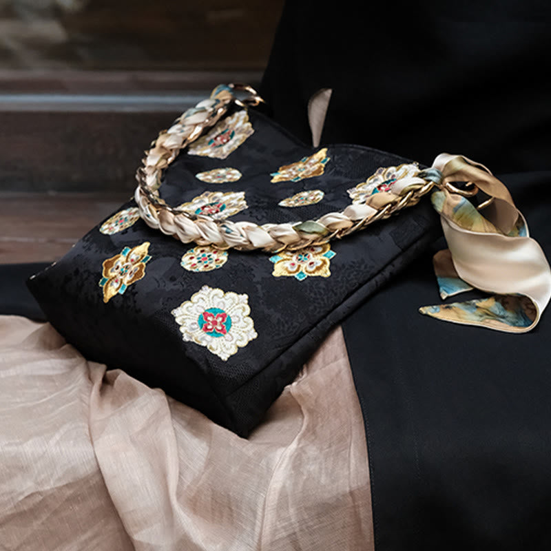 Buddha Stones Satyna Su Haft Podróż Zakupy Torba na ramię Torebka Torebka Crossbody