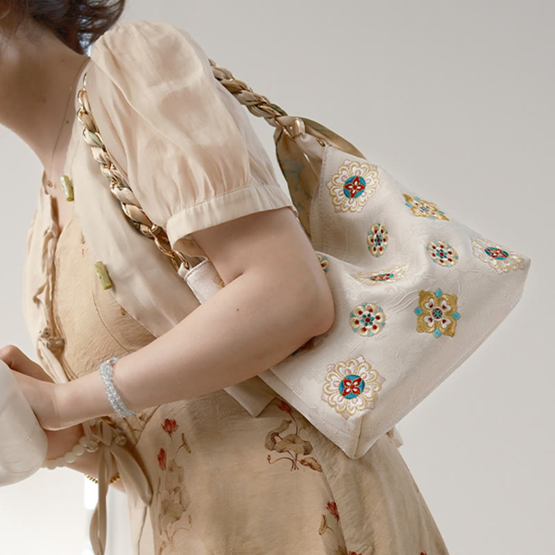 Buddha Stones Satyna Su Haft Podróż Zakupy Torba na ramię Torebka Torebka Crossbody