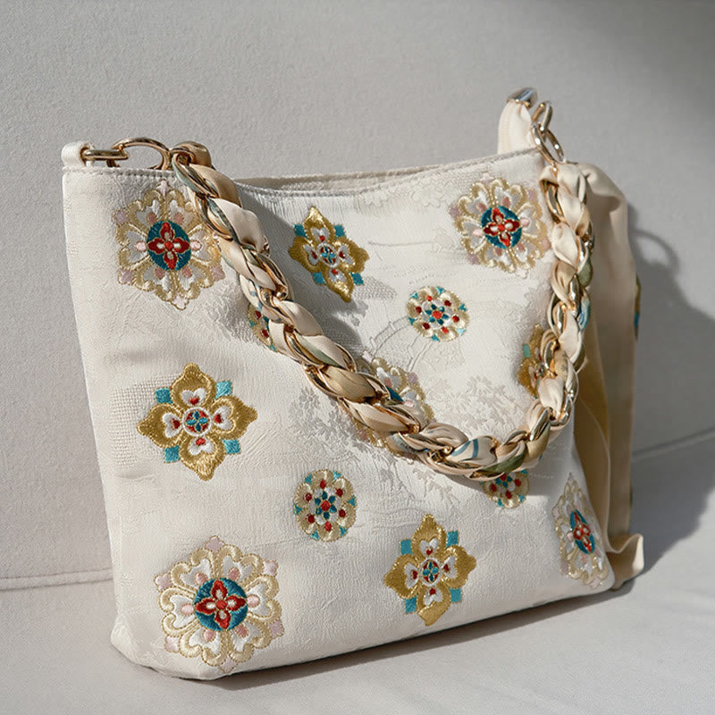 Buddha Stones Satyna Su Haft Podróż Zakupy Torba na ramię Torebka Torebka Crossbody