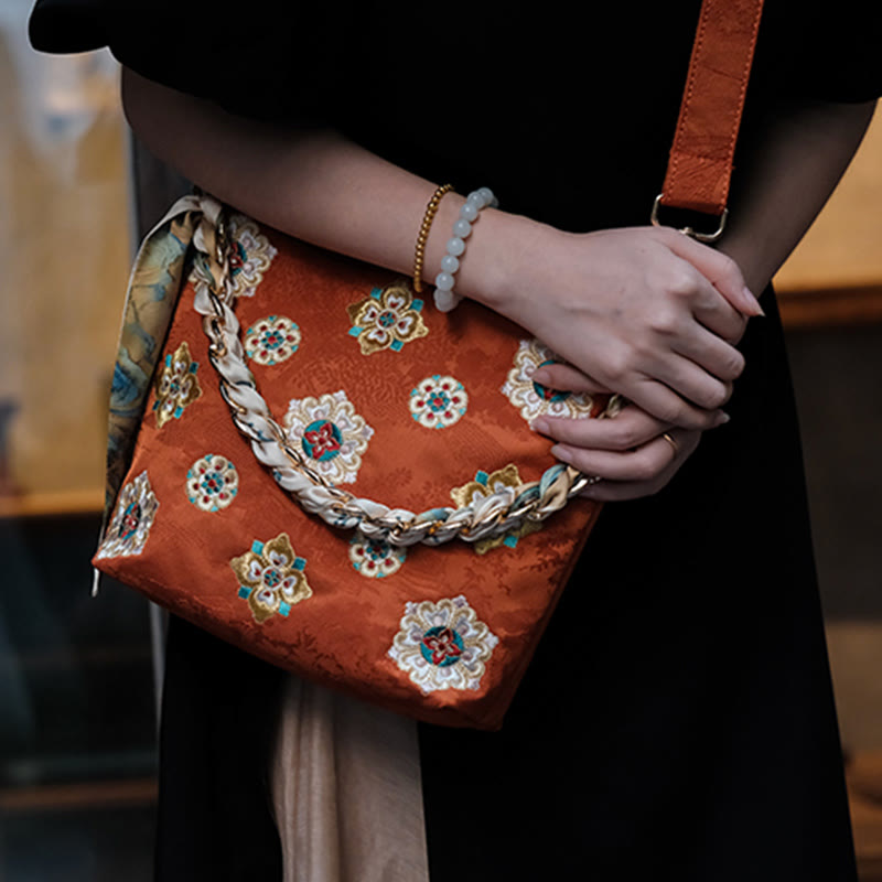 Buddha Stones Satyna Su Haft Podróż Zakupy Torba na ramię Torebka Torebka Crossbody