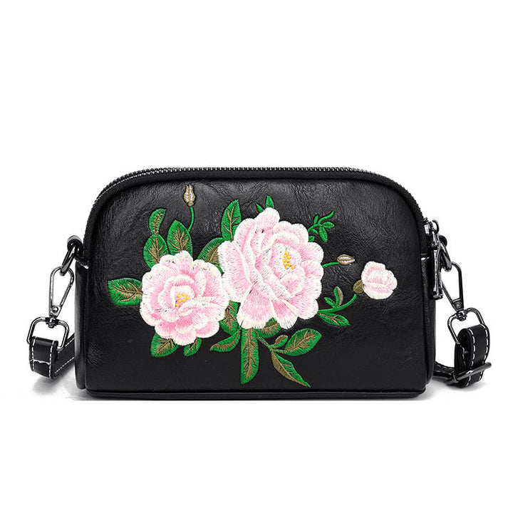 Buddha Stones Piwonia Granat Kwiaty Su Haft Podróż Zakupy Torebka Torba na Ramię Torba Crossbody