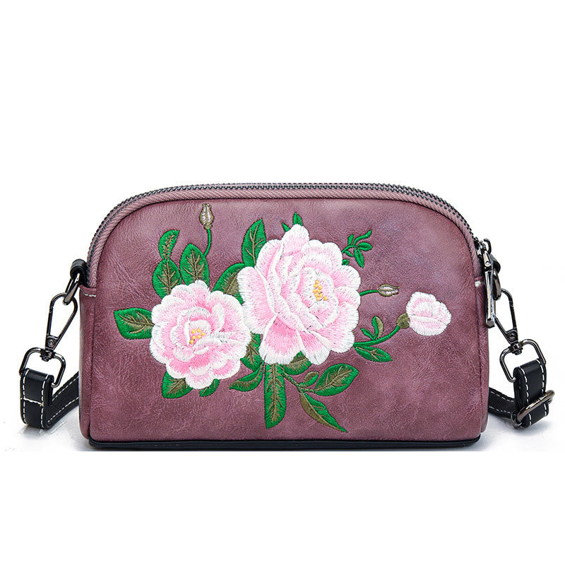 Buddha Stones Piwonia Granat Kwiaty Su Haft Podróż Zakupy Torebka Torba na Ramię Torba Crossbody
