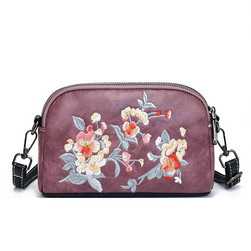 Buddha Stones Piwonia Granat Kwiaty Su Haft Podróż Zakupy Torebka Torba na Ramię Torba Crossbody