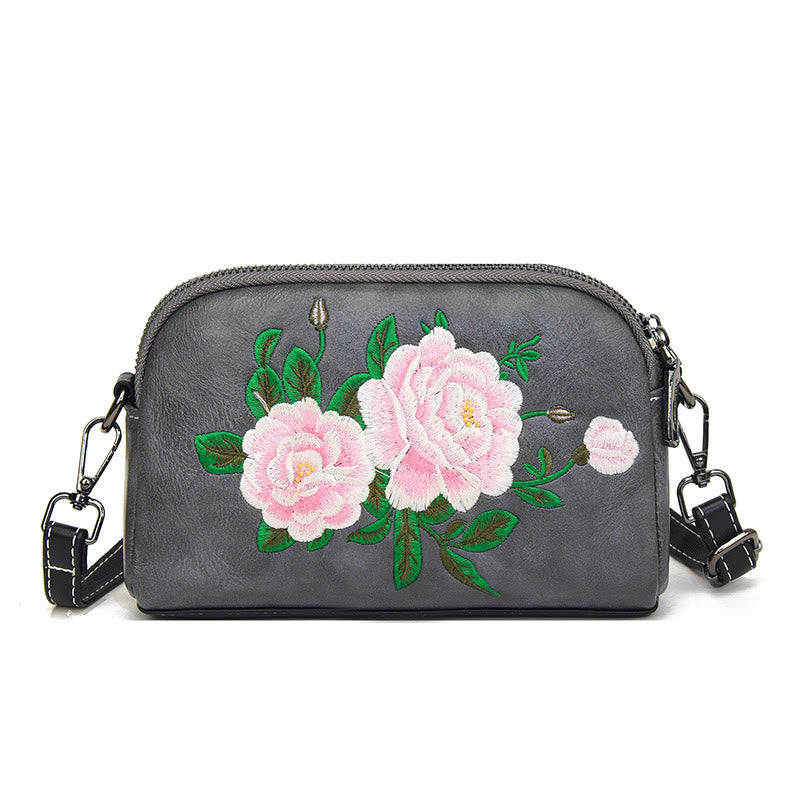 Buddha Stones Piwonia Granat Kwiaty Su Haft Podróż Zakupy Torebka Torba na Ramię Torba Crossbody