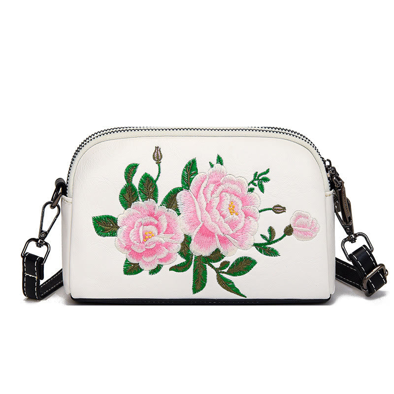 Buddha Stones Piwonia Granat Kwiaty Su Haft Podróż Zakupy Torebka Torba na Ramię Torba Crossbody