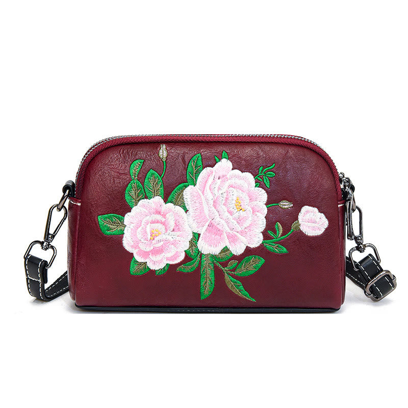 Buddha Stones Piwonia Granat Kwiaty Su Haft Podróż Zakupy Torebka Torba na Ramię Torba Crossbody