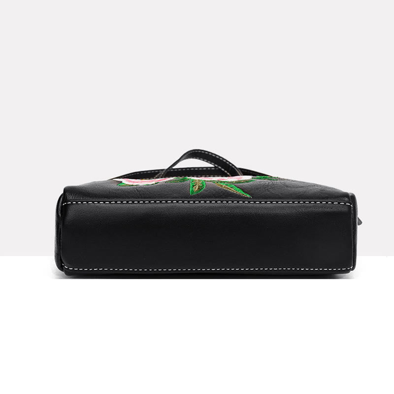 Buddha Stones Piwonia Granat Kwiaty Su Haft Podróż Zakupy Torebka Torba na Ramię Torba Crossbody