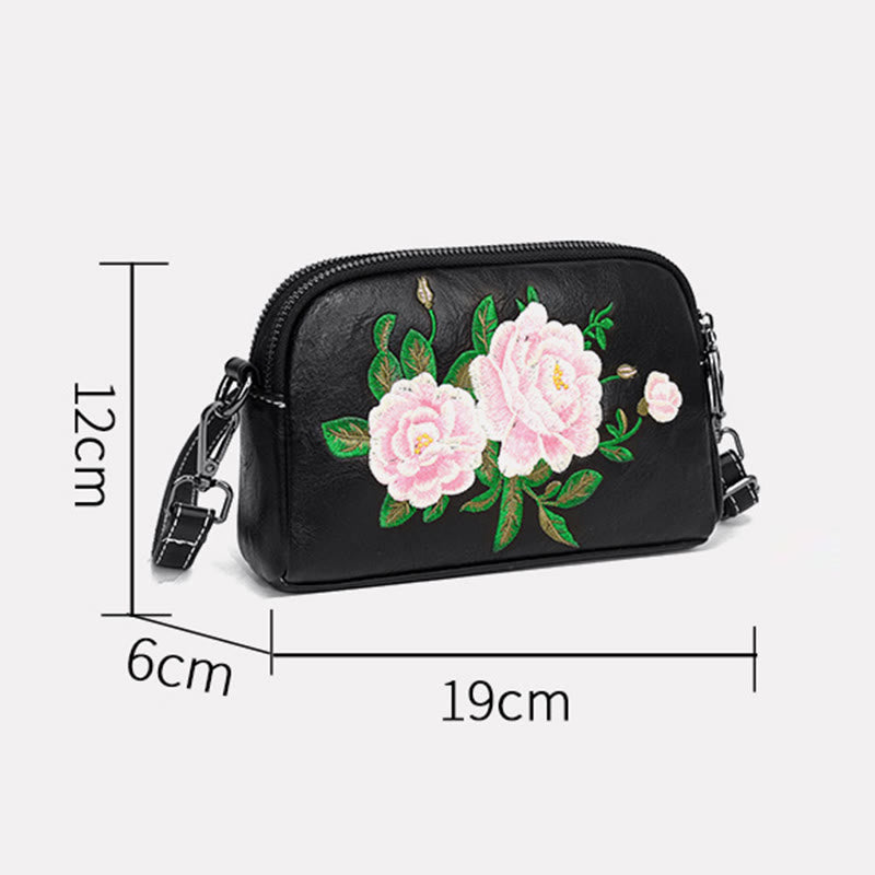 Buddha Stones Piwonia Granat Kwiaty Su Haft Podróż Zakupy Torebka Torba na Ramię Torba Crossbody