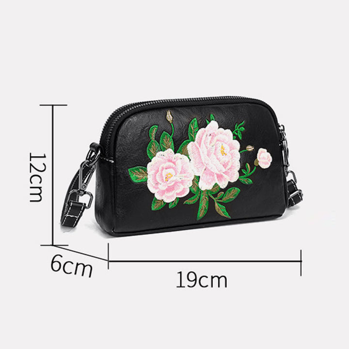 Buddha Stones Piwonia Granat Kwiaty Su Haft Podróż Zakupy Torebka Torba na Ramię Torba Crossbody